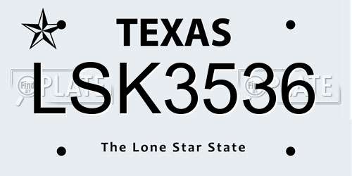 LSK3536 Texas License Plate