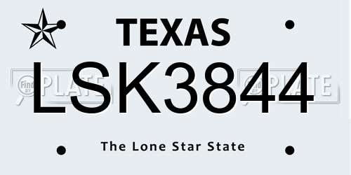 LSK3844 Texas License Plate