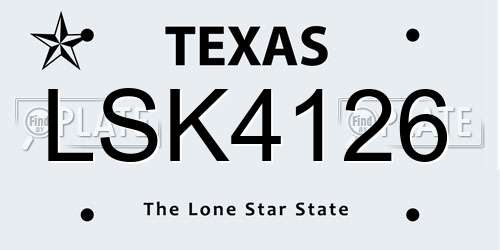 LSK4126 Texas License Plate