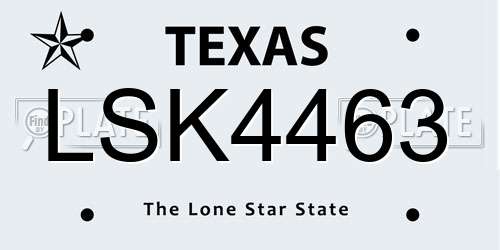 LSK4463 Texas License Plate