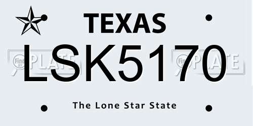 LSK5170 Texas License Plate