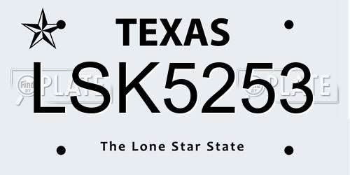 LSK5253 Texas License Plate