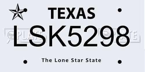 LSK5298 Texas License Plate