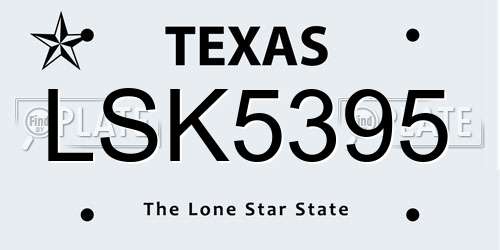 LSK5395 Texas License Plate