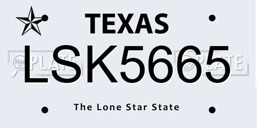 LSK5665 Texas License Plate