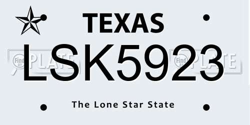 LSK5923 Texas License Plate