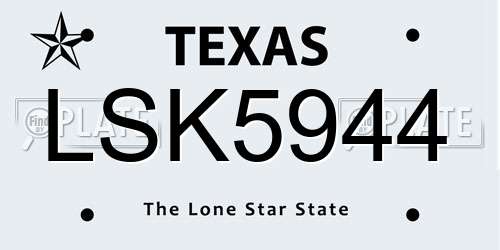 LSK5944 Texas License Plate