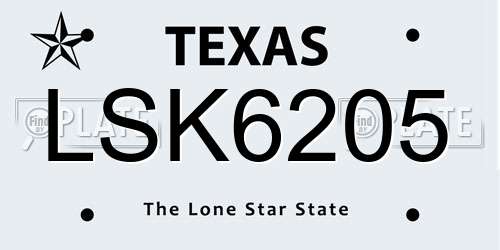 LSK6205 Texas License Plate