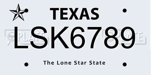 LSK6789 Texas License Plate