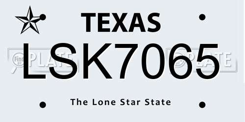 LSK7065 Texas License Plate