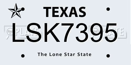 LSK7395 Texas License Plate