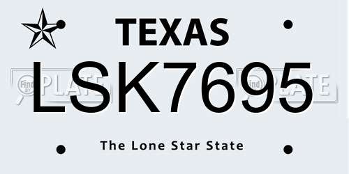LSK7695 Texas License Plate