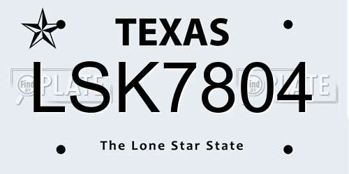 LSK7804 Texas License Plate