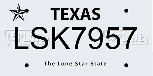 LSK7957 Texas License Plate