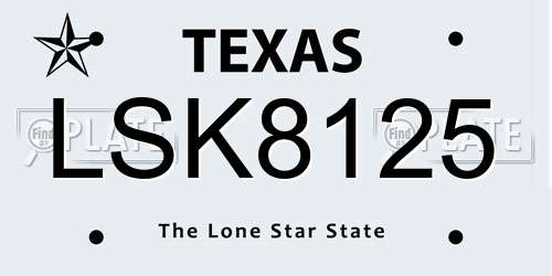 LSK8125 Texas License Plate