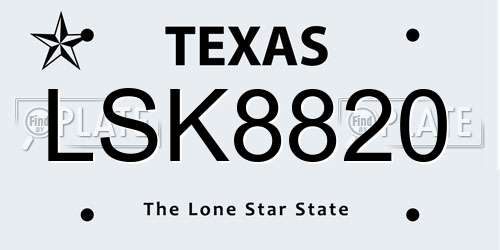 LSK8820 Texas License Plate