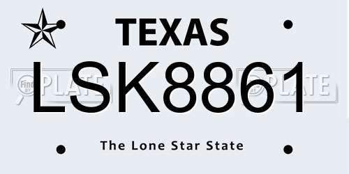 LSK8861 Texas License Plate