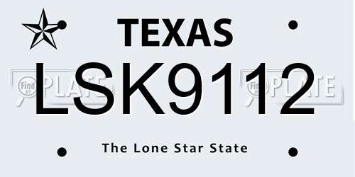 LSK9112 Texas License Plate