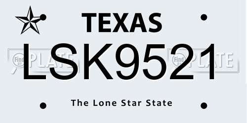 LSK9521 Texas License Plate