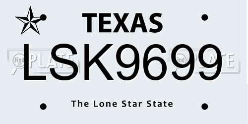 LSK9699 Texas License Plate