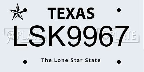 LSK9967 Texas License Plate