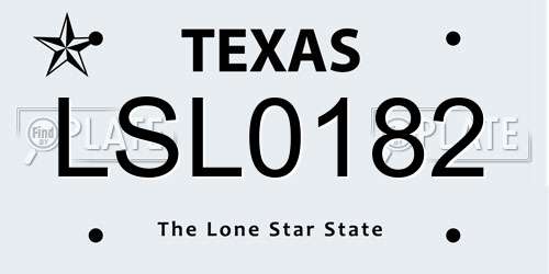 LSL0182 Texas License Plate