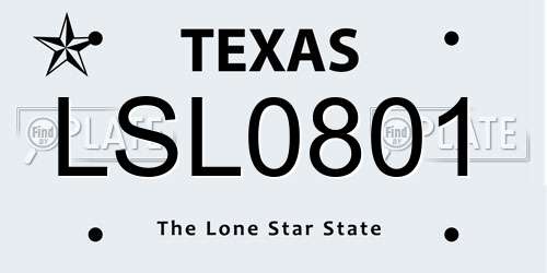 LSL0801 Texas License Plate