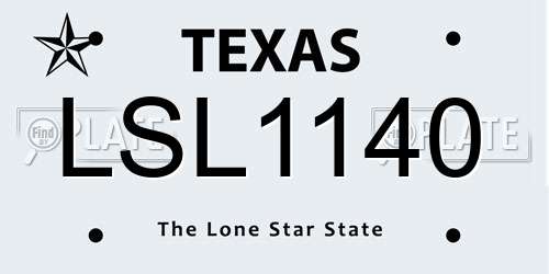 LSL1140 Texas License Plate