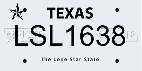 LSL1638 Texas License Plate