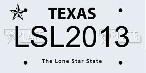 LSL2013 Texas License Plate
