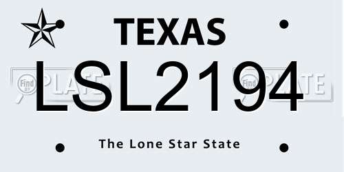 LSL2194 Texas License Plate