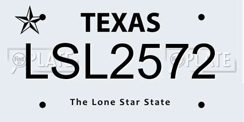 LSL2572 Texas License Plate