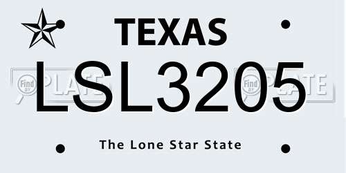 LSL3205 Texas License Plate