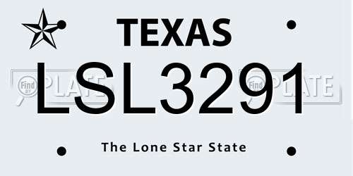 LSL3291 Texas License Plate