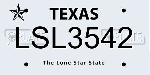 LSL3542 Texas License Plate