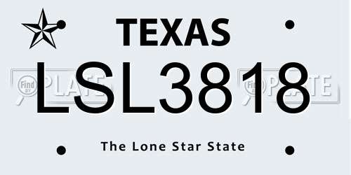 LSL3818 Texas License Plate