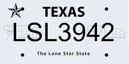 LSL3942 Texas License Plate