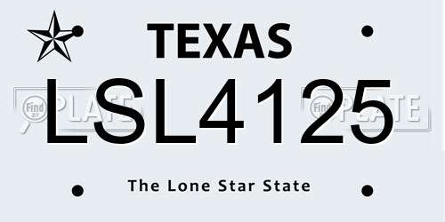 LSL4125 Texas License Plate