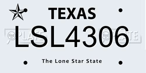 LSL4306 Texas License Plate