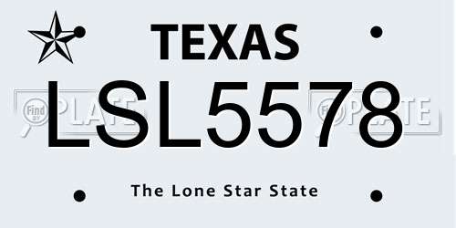 LSL5578 Texas License Plate