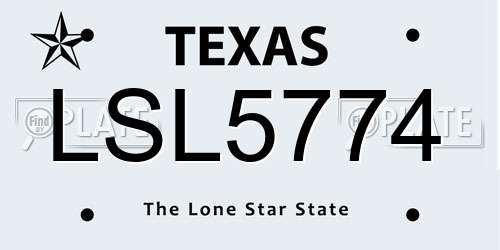 LSL5774 Texas License Plate