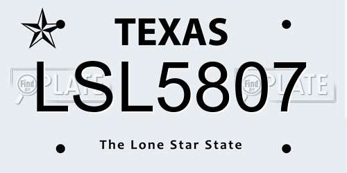 LSL5807 Texas License Plate