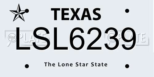 LSL6239 Texas License Plate