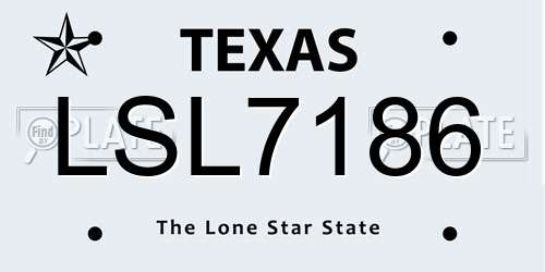 LSL7186 Texas License Plate