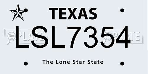 LSL7354 Texas License Plate