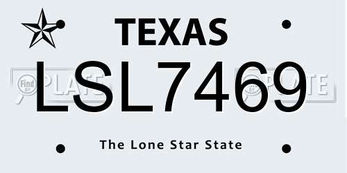 LSL7469 Texas License Plate