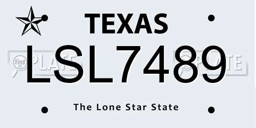 LSL7489 Texas License Plate