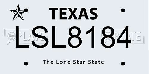 LSL8184 Texas License Plate