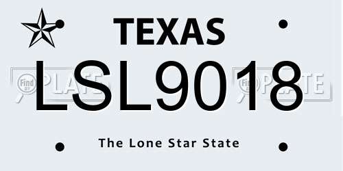 LSL9018 Texas License Plate