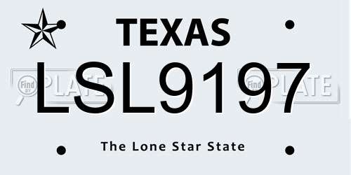 LSL9197 Texas License Plate